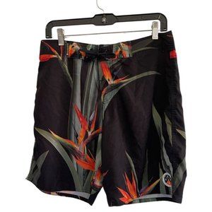 Osklen Surfing Birds Of Paradise Swim Trunks Black